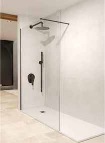 Stały panel prysznicowy Walk In | Szkło hartowane 6 mm, antykamień, przezroczyste | Wysokość 195 cm | Negro Mate 90cm