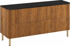 Szafka łazienkowa 120, Dąb craft, blat czarny, nogi złote, 120,8 x 44,2 x 65 cm
