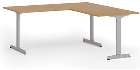 Narożne biurko PRIMO BETA L, 180x180 cm, L/P, szara podstawa, buk