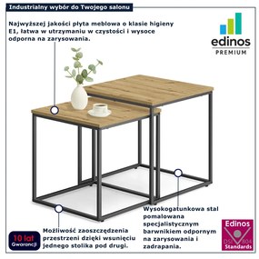 Zestaw 2 kwadratowych stolików kawowych 2w1 dąb artisan K5-T63
