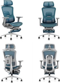 Ergonomiczny fotel biurowy Homer z podnóżkiem i wieszakiem, zgodny z normą BHP