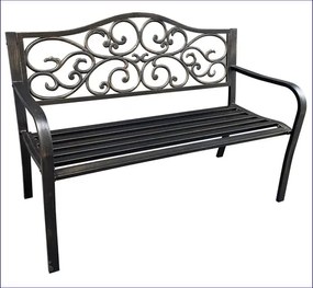 Brązowa ławka z oparciem i podłokietnikami D8-L25