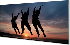 Szklany Panel Ludzie na tle Zachodu i Chmur