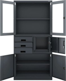 Biurowa szafa aktowa z sejfem Filip 90x40x185 cm antracyt