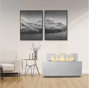 CARAVAGGIO Biały kominek bioetanolowy do wewnątrz i na zewnątrz, stojący, dł. 100 x gł. 40 x wys. 40 cm
