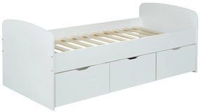 Łóżko LOUANE z 2 szufladami i 1  ze skrzynią - 90x190 c m - Kolor biały