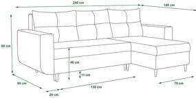 Ciemnozielony rozkładany narożnik z funkcją spania B3-D22