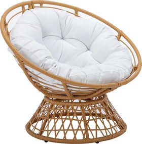 Fotel papasan obrotowy z technorattanu - Naturalny jasny i biała poduszka - SYNDRA marki MYLIA