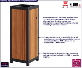 Ogrodowy kosz na śmieci w odcieniu kasztan Z0-Z48