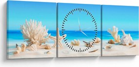 Obraz - Martwa natura z muszelkami (z zegarem) (90x30 cm)