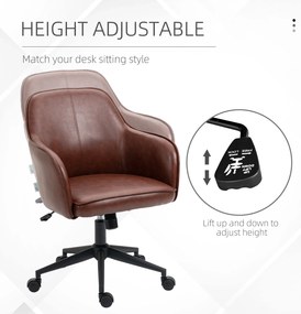 Vinsetto Krzesło biurowe ergonomiczne obrotowe z regulacją wysokości brązowe 58,5x62x91cm | Aosom PL