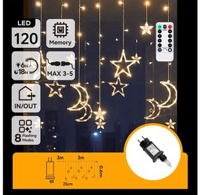 Aigostar - Zewnętrzny łańcuch świetlny LED 120 diod LED/6W/230V/8 trybów 3x0,6m IP44 ciepła białaDO