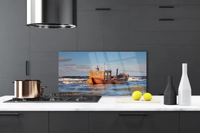 Panel Szklany Samotna Łódź Na Horyzoncie