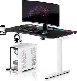 Biurko gamingowe elektryczne RGB Diablo X-Forge, 120x70 cm, czarno-białe