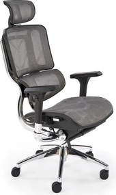 Ergonomiczny obrotowy szary fotel regulowany z zagłówkiem do 150 kg M3-C73