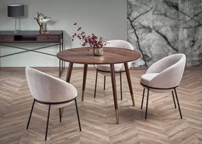 Okrągły stół Hestiano 110 cm w kolorze orzechowym z MDF i złotymi detalami do jadalni