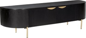 Szafka RTV 2-drzwiowa z drewna mangowca i złotego metalu - Czarny - NEVILI marki Maison Céphy