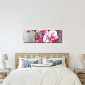 Obraz - Orchidee, akwarela (z zegarem) (90x30 cm)