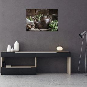 Obraz - Czajniczek z rozmarynem (70x50 cm)