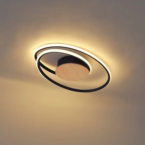 Designerska lampa sufitowa drewniana z LED z 3-stopniową regulacją ściemniania - Rowan