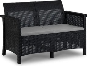 Zestaw Mebli Ogrodowych BRENTA Czarny/Szary 2xFotel Sofa Stolik Tarasowy Technorattan Nowoczesny