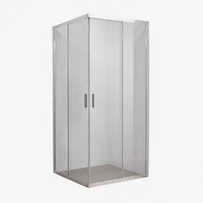 Kwadratowa Kabina Prysznicowa Z Drzwiami Przesuwnymi, Szkłem Hartowanym 6 Mm I Aluminium Brent Transparent & 100 X 100 X 195 Cm & Szczotkowana Szarość