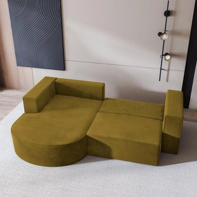 Masseno Narożnik SORELA z funkcją spania i pojemnikiem na pościel Narozniki L, Rozkładana sofa - Żółty, MONOLITH 48