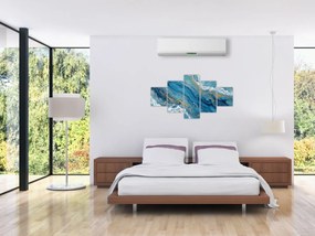 Obraz - Jasnoniebieski marmur ze złotem II. (125x70 cm)