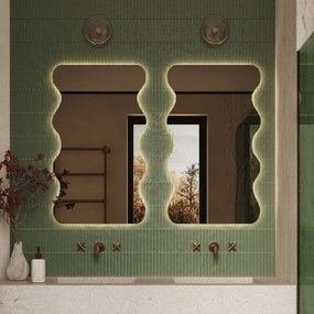 Lustro dekoracyjne oszlifowane z podświetleniem WAVE Duo LED| Różne rozmiary | Różne kolory : Kolor tafli szkła - Brąz, Rozmiar - 50 x 100 cm