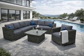 Zestaw rattanowy MALIBU dla 6 osób (szary)