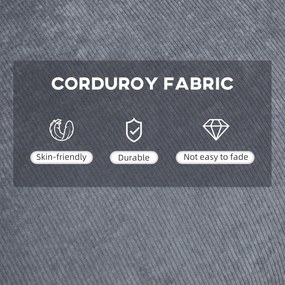 HOMCOM Fotel z Ottomaną Tapicerowany Fotel Relaksacyjny, w zestawie Poduszka, 68 cm x 91,5 cm x 88 cm, Jasnoszary