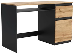 Biurko komputerowe młodzieżowe szkolne 120 cm REMI1 Czarny/Dąb Wotan