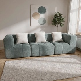 Sofa do salonu Eden Simple 3-osobowa – szałwia biały