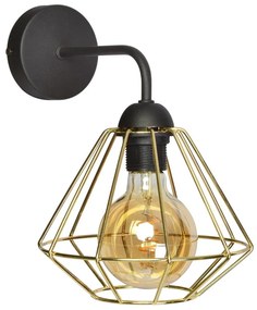 Kinkiet LUPO BLACK/GOLD 1xE27, loftowa, krata