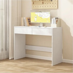 Biurko komputerowe białe nowoczesne z 2 szufladami stół toaletka 100cm