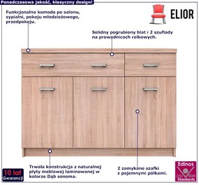 Komoda z szafkami i 2 szufladami dąb sonoma - Ontario 9X