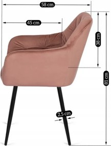 Krzesło Tapicerowane do Salonu VIKI Różowe Welurowe Nowoczesne Loft