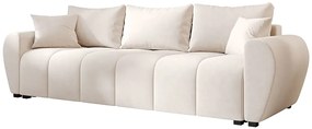 Kremowa sofa tapicerowana z pojemnikiem na pościel D0-L86