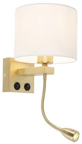 Lampa ścienna w stylu art deco złota z białym kloszem - Brescia ArtDeco Oswietlenie wewnetrzne