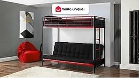 Łóżko antresola MODULO IV - 90 × 190 cm - Czarny i czerwony
