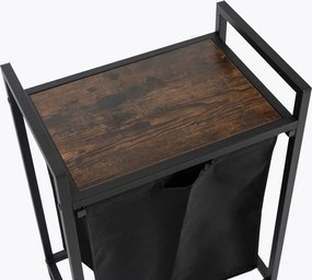 Kosz na Pranie KAI 65L z Półką Dąb Rustykalny/Czarny Nowoczesny Loft