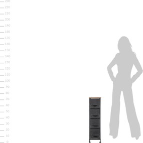 Regał łazienkowy z 4 szufladami tekstylnymi, 48x20x75 cm