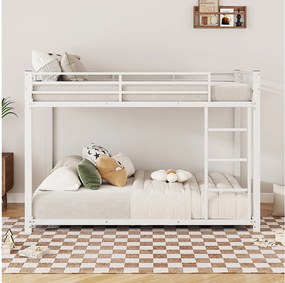 Łóżko piętrowe 2 x 140 x 200 cm - łóżko żelazne - białe