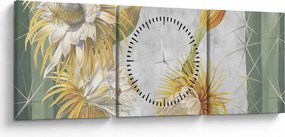 Obraz - Kwitnące kaktusy (z zegarem) (90x30 cm)