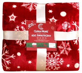 Czerwony świąteczny mikropluszowy koc SNOWFALL Rozmiar: 150 x 200 cm