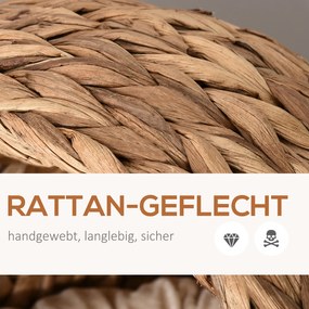 PawHut Kosz dla kota Rattanowe gniazdo dla kota Legowisko dla kota z poduszką Legowisko dla zwierząt domowych brązowy