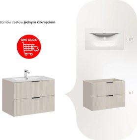 Szafka łazienkowa z umywalką wpuszczaną Adel 80 cm, kaszmir