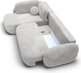 Masseno Narożnik AMICO z funkcją spania i pojemnikiem na pościel Narozniki L, Rozkładana sofa - Jasnoszary, EGON 07