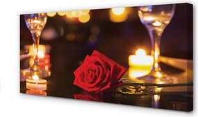 Duży obraz na płótnie Wieczór z Różą i Winem