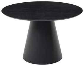 Stół do jadalni okrągły dla 4 osób z okleiną jesionową - Czarny - ANTALIZA